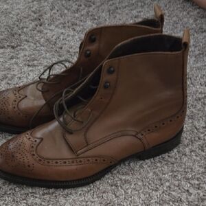 Classic Brown Leather Brogue Boots